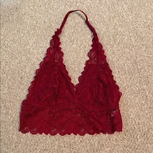 Red Lace Halter Bralette